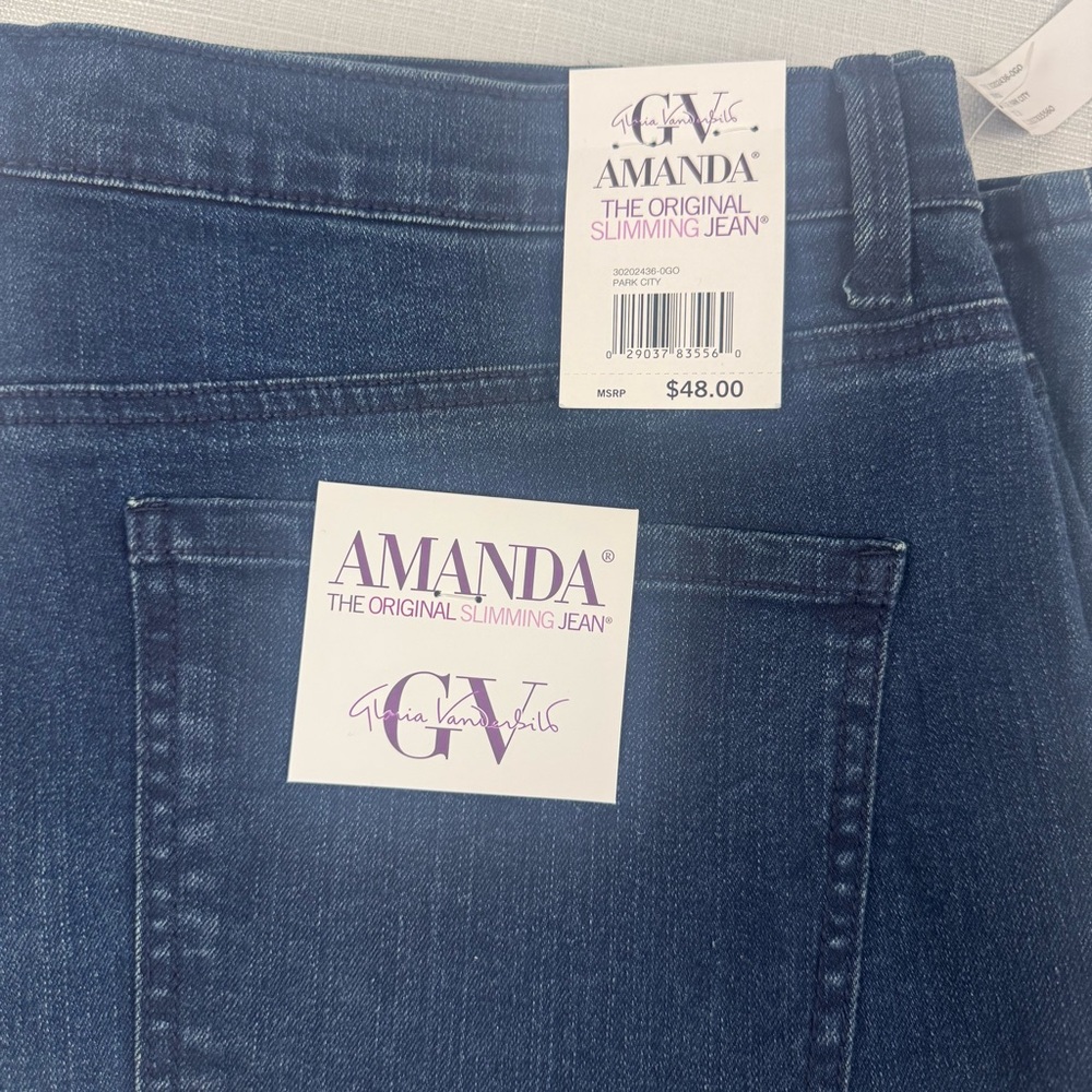 Gloria Vanderbilt Womens Amanda Slimming Jeans Blue Stretch Denim 18 Average New - Picture 3 of 7